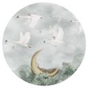 Sticker mural cygnes et souris en vol d'étoiles - Ms Tiff - Rond