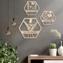 Decoración en madera álamo - Flores en hexágono - Bloom Wildly