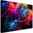 Canvasbillede, Monstera-blade i neonfarver