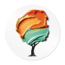 Póster árbol con corona 3D naranja y verde - Mielu - Redondo