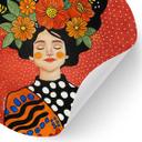 Vinilo decorativo Mujer sonriente con flores naranjas - Hülya - Redondo