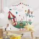 Sticker mural rond Oliver Robins - Le cirque en folie