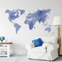 Wallsticker - Verdenskort Aquarel, blå