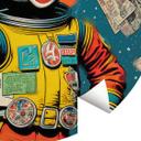 Fototapet Treechild - Mickey som astronaut i retrostil - Rund - vliesetapet/selvklæbende non-woven t