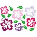 Sticker mural - Fleurs d'Hibiscus + Set de 3 patères inclus