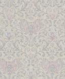 Papel pintado no tejido con flores, hojas ornamentales beige brillante, gris floral