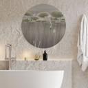 Wanddecoratie Lotusbloemen met zwaan in water in grijs - Ms Tiff - Alu-Dibond Rond