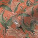 Papel pintado estampado con hojas y hierbas naranja verde - papel pintado tejido-no tejido jungla