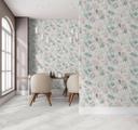 tapet, non-woven blomstertapet Flora hvid, grøn