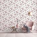 tapet, non-woven blomstertapet Flora hvid, beige