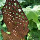 Buddha Gartenstecker Edelrost Optik Metallschild - 29x65x1 cm