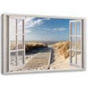 Canvasbillede, Vinduesudsigt over strand