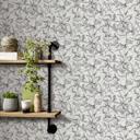 Papel pintado no tejido, papel pintado motivo floral La Terrasse gris