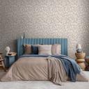 Non-woven tapet natur - fint stribemønster i greige & terracotta
