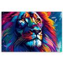 Farverigt neon løve abstrakt lærred print