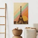 Cuadro de madera Bodart - Torre Eiffel retro con arco iris