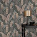 PVC-frit non-woven tapet med bladmotiv i brun