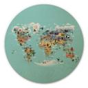 Væg cirkel træ Braun - World Map