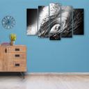 5 stykke lærredstryk Waves Sea Ocean sort og hvid