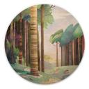 Cuadro de madera Bosque soleado con ciervos - DigitalArtsi - Redondo
