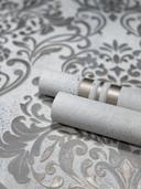 Non-woven tapet med dekorative damaskmotiver grå ornamental 