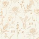 non-woven tapet med blomster og fugle hvid brun - tapet blomstermotiver i karakterstil