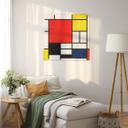 Tableau sur verre Mondrian - Composition en rouge, jaune, bleu et noir