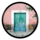 Póster Fachada de casa mediterránea en Lisboa - Zwart - Redondo