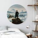 Tableau sur alu-Dibond rond Friedrich - Le vagabond au-dessus de la mer de brouillard