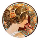 Sticker mural Mucha - Primevère - Rond