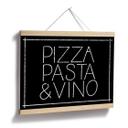 Póster Pizza Pasta & Vino negro
