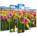 5 stykke lærredsprint farverige tulipaner blomster