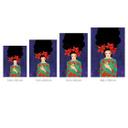 Fotomural boho - mujer con corona de flores rojas y pájaro - Hülya