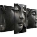 3 stykke lærredsprint, Buddha Zen Spa sort og hvid