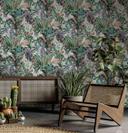Tapet, non-woven blomstertapet Flora grå, grøn