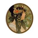 Tableau en Alu-Dibond Mucha - La brunette - Rond