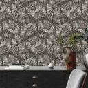 tapet med junglemotiv sort og hvid - non-woven tapet med planter og blomster