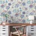 Papier peint fleuri Aquarelle bleu gris - papier peint intissé floral - élégant
