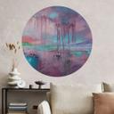 Violet regn over blå tåge Wallsticker - Schmucker - Round