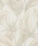 Papel pintado no tejido flores, hojas naturaleza floral en beige 