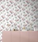 tapet, non-woven blomstertapet Flora hvid, beige