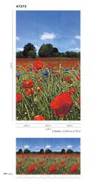Fototapet med blomstereng og blå himmel Rød, Grøn, Blomstret 2,70 x 1,59 m