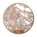 Mapa de la ciudad de Amsterdam en madera de caoba - Redondo
