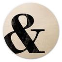 Billede af træ Sort marmor Ampersand - Rund