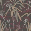 Papel pintado vegetal en negro rojo marrón - Papel no tejido con motivo de hojas exóticas