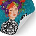 Vinilo decorativo Mujer mariposa con corona de flores - Hülya - Redondo