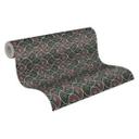 bølge- og stregmønster tapet rødgrøn - non-woven grafisk tapet i retrolook