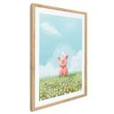 Póster tailandés - Cerdito feliz en el prado de verano