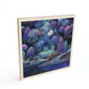 Cuadro de madera bosque encantado en azul noche - DigitalArtsi