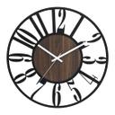 Design vægur Dark Contrast med valnøddetræslook og arabertal Ø50 cm